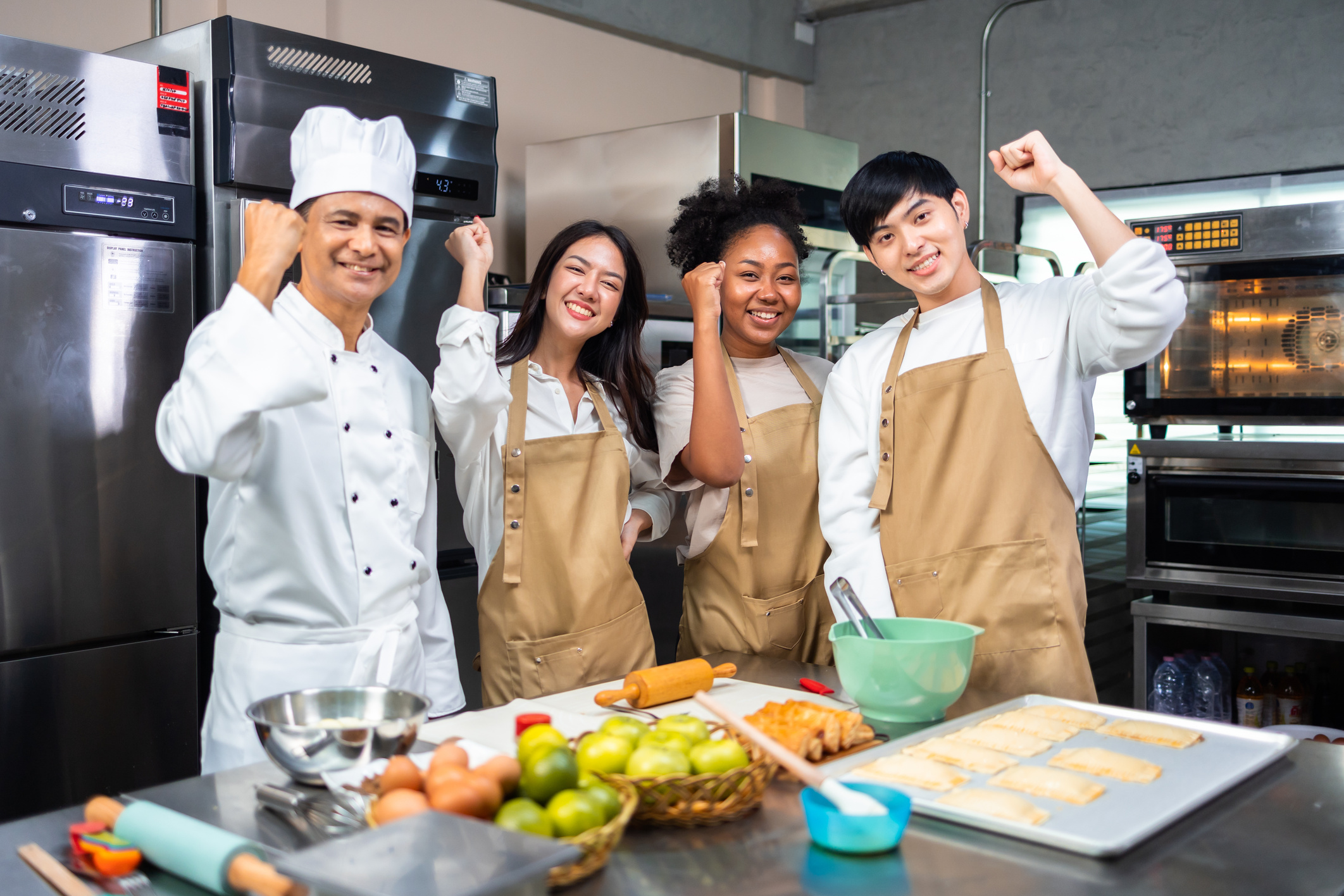 Students with Chef in Cooking Class